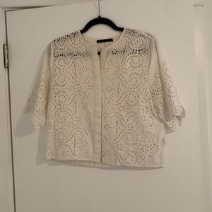 Jenni Kayne Eyelet Cotton White Button Down Top